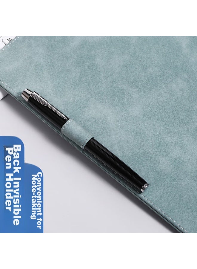 Simaa A4 Magnetic Leather Writing Clipboard, Meeting Business Writing Clipboard Report Folder, Multifunctional Writing Pad Vertical Style, Blue - Image 2