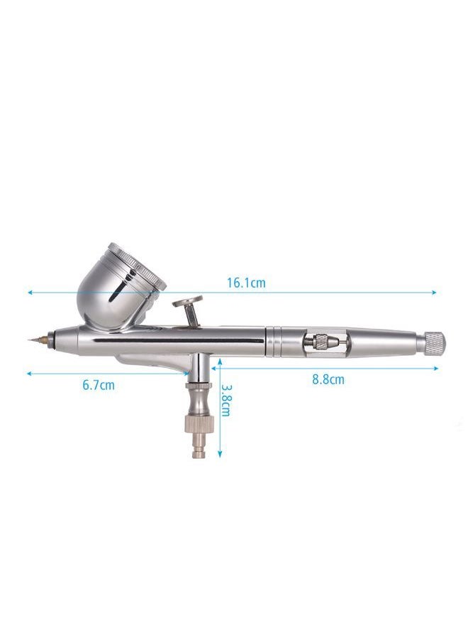 NIBEMINENT - High Precision Gravity Feed Dual-Action Airbrush Kit Silver - Image 1