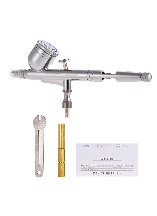 NIBEMINENT - High Precision Gravity Feed Dual-Action Airbrush Kit Silver - Image 1