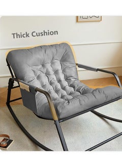 Cool Baby COOLBABY Rocking Chair Modern Style Rocking Chair With Reclining Position And Side Pockets Upholstered High Back Rocking Chair Suitable For Balcony Living Room Bedroom And Garden (GREY)  - Image 3