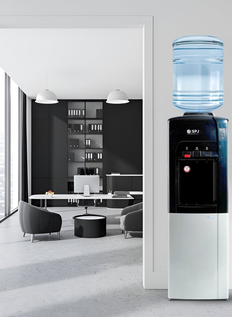 SPJ 16L Top Load Water Dispenser with Refrigerator Cabinet, Hot, Cold & Normal Water, 3 Taps, Child Safety Lock, Fast Compressor Cooling, Antibacterial Body, Floor Standing Water Cooler, Black & Silver - Image 5