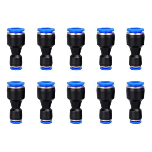 Metaland Reducer Push to Connect Fitting, 1/2" to 3/8" Tube OD, Reducing Pneumatic Quick Connector Coupler (Pack of 10) - Image 1