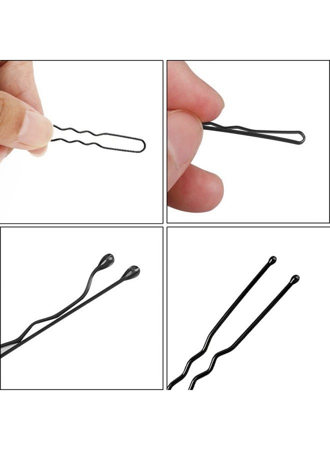 وسيكس مجموعة دبابيس الشعر 200 قطعة، دبابيس بوبي ودبابيس شعر على شكل حرف U ودبابيس شعر على شكل كعكة هدايا للنساء والفتيات مع صندوق تخزين تسريحات الشعر الزفاف (أسود، 2 بوصة) - Image 2