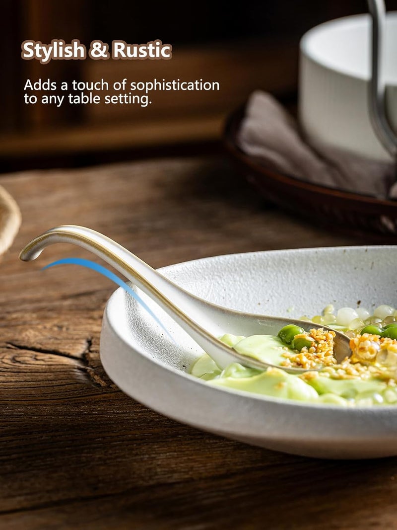 Gomakren Soup Spoons Set of 6, Asian Soup Spoons 6.5 Inch Ramen Spoons, Christmas Ceramic Chinese Spoon Set for Soup, Cereal, Pho, Noodles, Dumpling, Miso, Wonton, Dishwasher Safe, Creamy White - Image 3