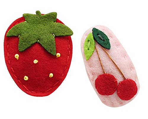 CRIZAN Hand made Felt Fruit Hair Clips For Baby Girl set (Strawberry 2) - Image 1
