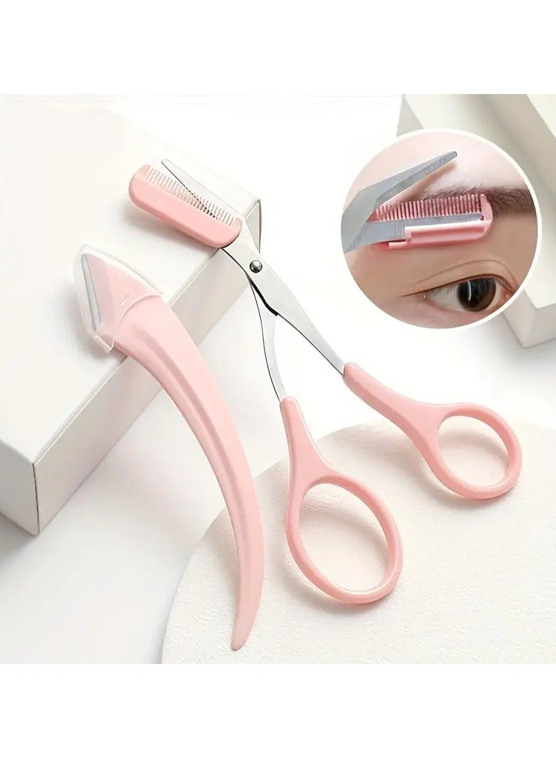 Goolsky Eyebrow Trimmer Set Scissors With Comb Stainless Steel Razor Eyelash Hair Beginner Make Up Tool Removal Accessories For Men And Women, 3 Pcs - Image 5