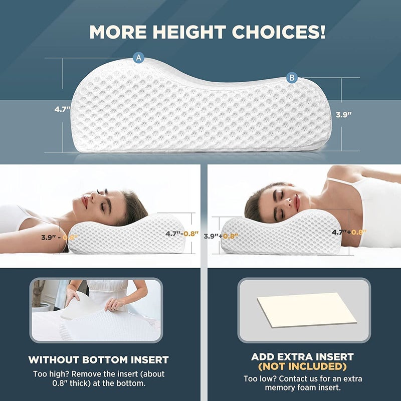 Kazlin Orthopedic Memory Foam Contour Cervical Pillow for Neck and Shoulder Pain, Orthopedic Contoured Neck Support Pillow for Sleeping, Neck Pillow for Pain Relief Sleep (Set of 1) - Image 3