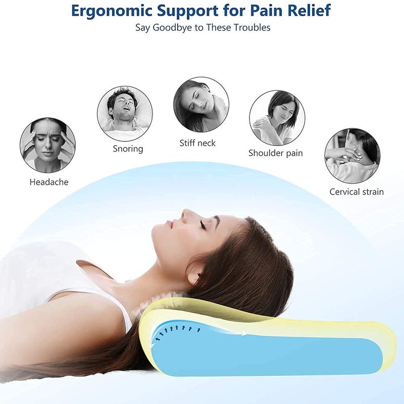 Kazlin Orthopedic Memory Foam Contour Cervical Pillow for Neck and Shoulder Pain, Orthopedic Contoured Neck Support Pillow for Sleeping, Neck Pillow for Pain Relief Sleep (Set of 1) - Image 5