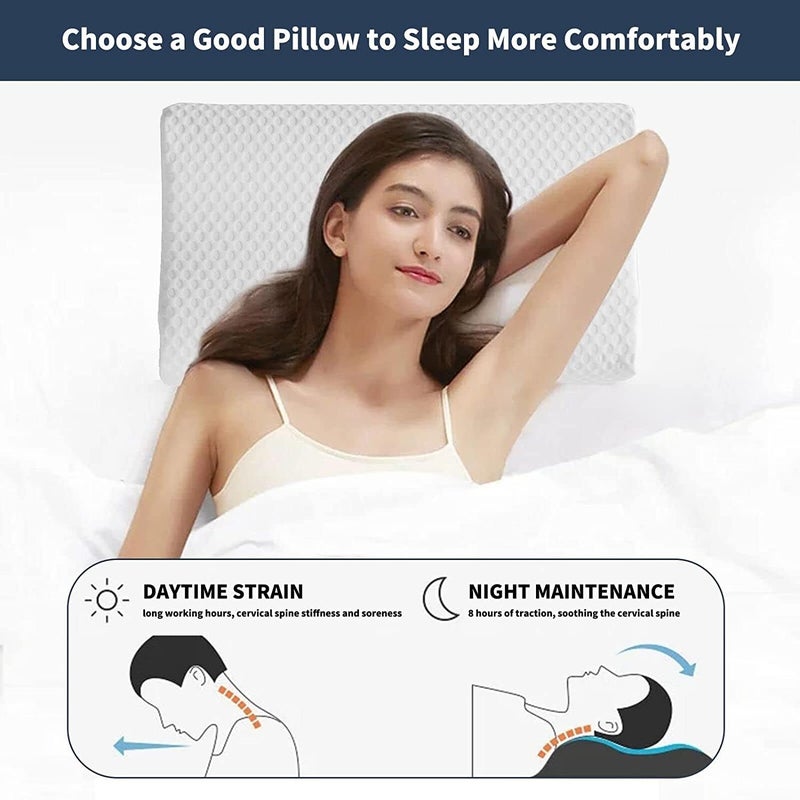 Kazlin Orthopedic Memory Foam Contour Cervical Pillow for Neck and Shoulder Pain, Orthopedic Contoured Neck Support Pillow for Sleeping, Neck Pillow for Pain Relief Sleep (Set of 1) - Image 1