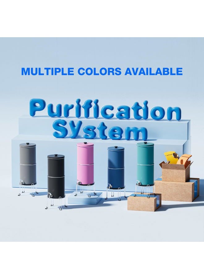 Purewell 2.25 Gallon Stainless Steel Gravity Water Filter System with 2 Black Purification Elements, Countertop Filtration System for Home and Outdoor Use - Image 2