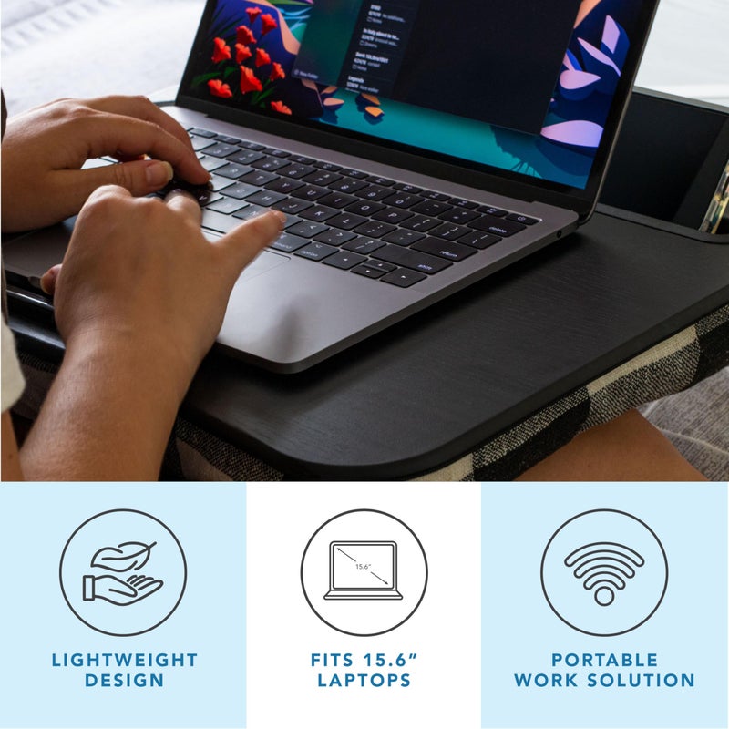 LAPGEAR Designer Lap Desk with Phone Holder and Device Ledge - Buffalo Check - Fits up to 15.6 Inch Laptops - Style No. 45428 - Image 2