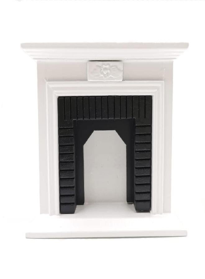 SXFSE Dollhouse Decoration Accessories,1:12 Dollhouse Miniature Furniture Room Wooden Vintage Black White Fireplace - Image 1