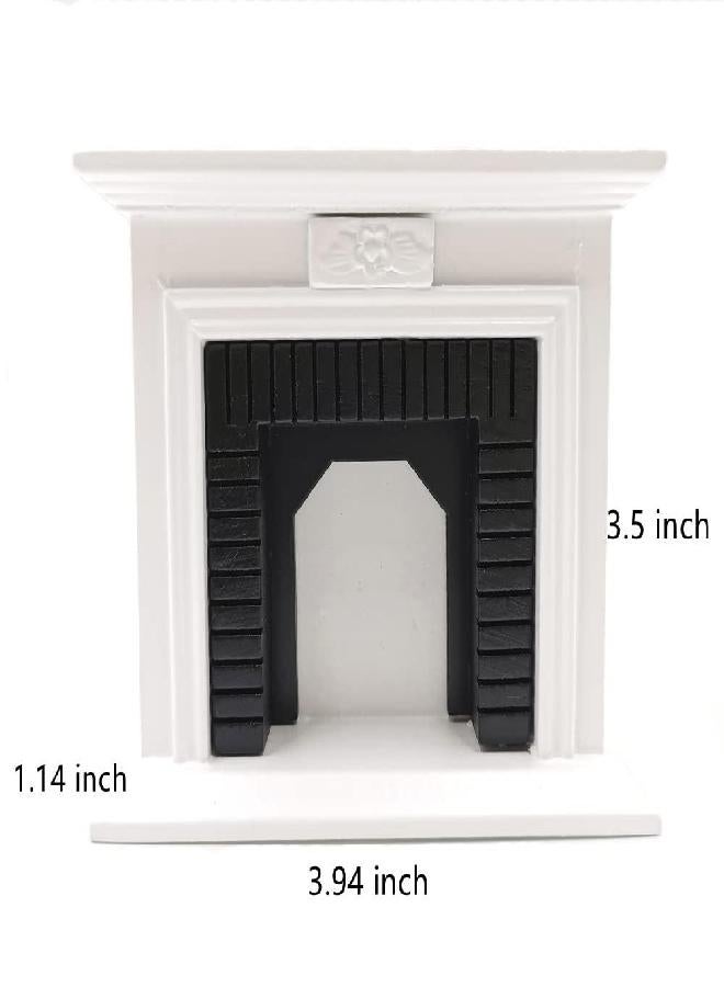SXFSE Dollhouse Decoration Accessories,1:12 Dollhouse Miniature Furniture Room Wooden Vintage Black White Fireplace - Image 2
