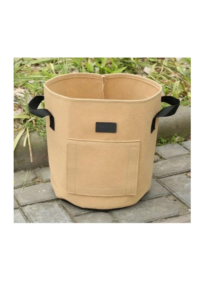 Non Woven Round Fabric Potato Grow Bags, Colour - Camel, Dimension: 35 CM Diameter X 40 CM Height with Flap Opening, Volume - 10 Gallon, Suitable For Potatoes, Carrots, Root Vegetables