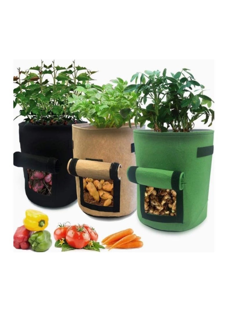 Non Woven Round Fabric Potato Grow Bags, Colour - Camel, Dimension: 35 CM Diameter X 40 CM Height with Flap Opening, Volume - 10 Gallon, Suitable For Potatoes, Carrots, Root Vegetables