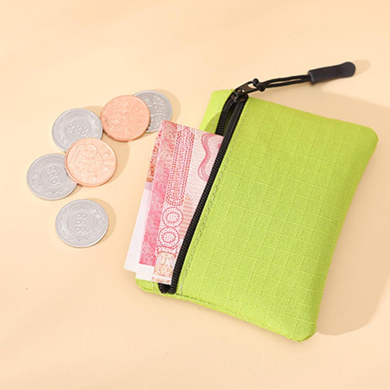 Yellow Oxford Cloth Zipper Coin Pouch Key Organizer Purse Change Holder For Men - Image 4