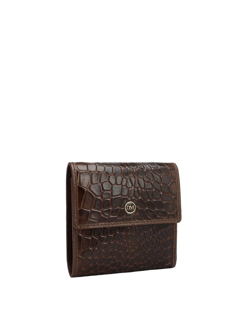 دا ميلانو محفظة نسائية من جلد داي ميلانو الأصلي باللون البني