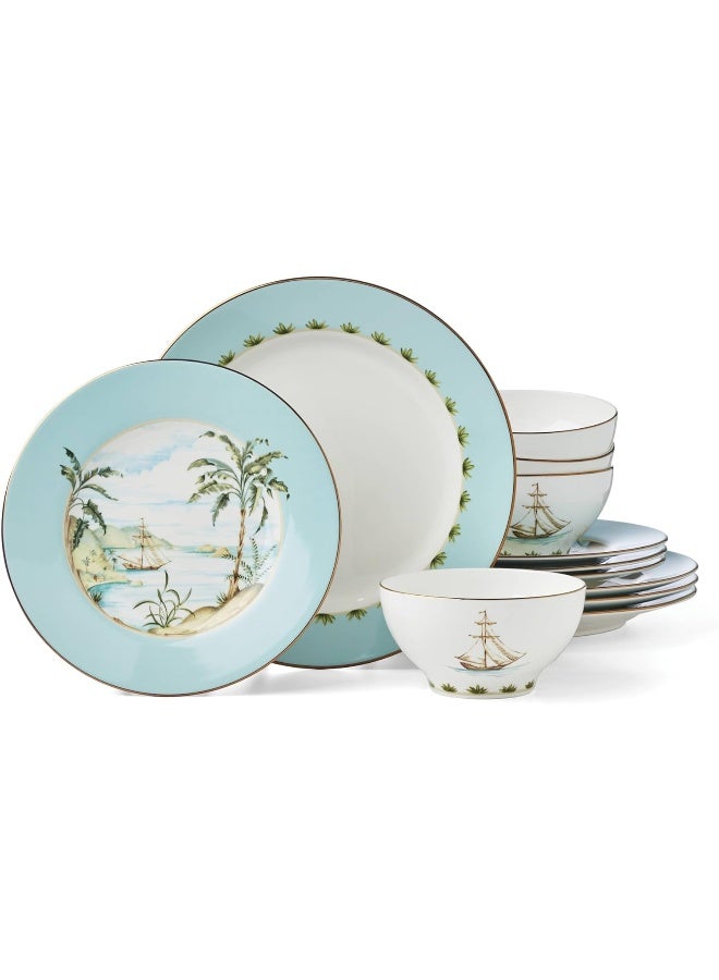 Lenox Piece Dinnerware Set British Colonial Tradewind 12 Count - Image 1