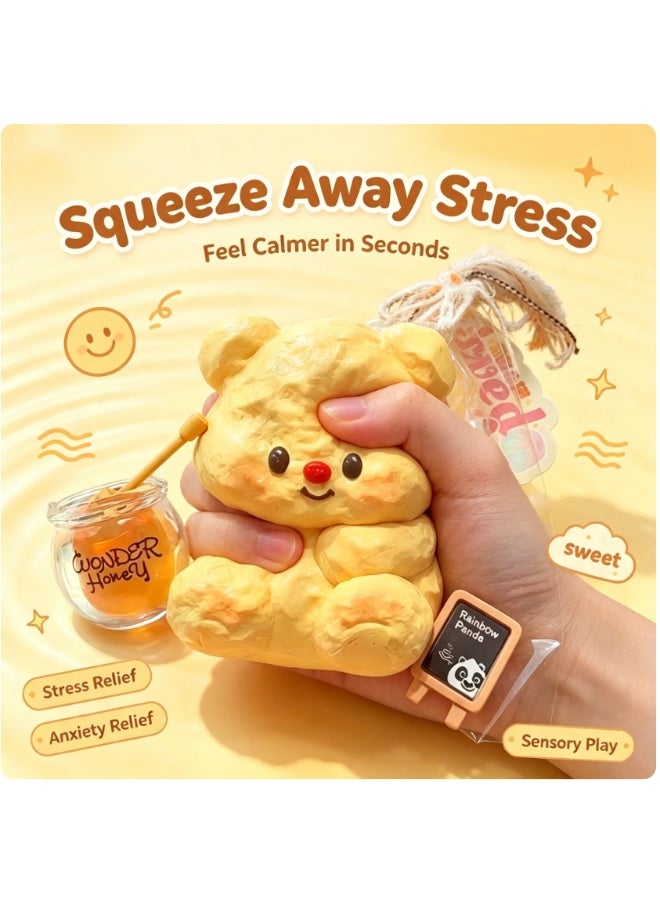 Cute Honey Butter Bear Squishy Toy, Soft Slow Rising Mochi Squeeze Fidget Toy, Stress & Anxiety Relief Sensory Toy, Kawaii Desk Decor, Perfect Eid & Ramadan Gift for Kids & Adults - Image 3