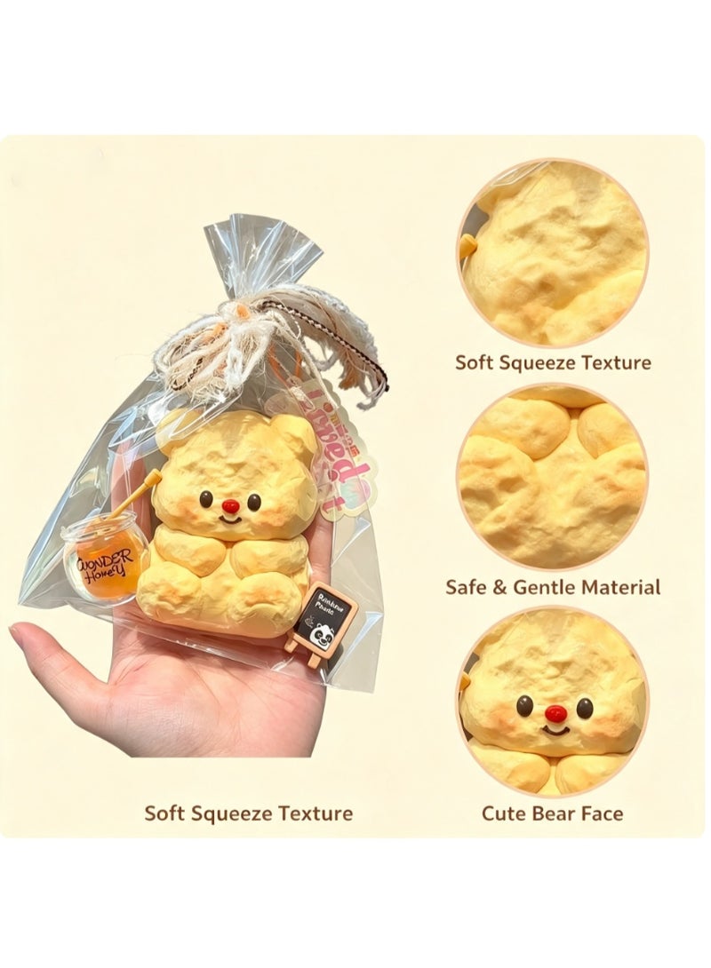 Cute Honey Butter Bear Squishy Toy, Soft Slow Rising Mochi Squeeze Fidget Toy, Stress & Anxiety Relief Sensory Toy, Kawaii Desk Decor, Perfect Eid & Ramadan Gift for Kids & Adults - Image 4