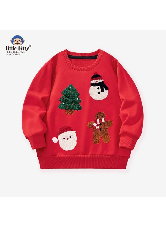 Little Bitty Children's Long Sleeved Hoodie Cartoon Towel Embroidered Pattern For Christmas In Autumn And Winter - Image 1