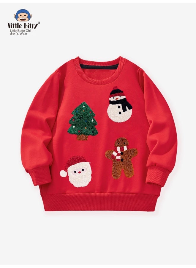 Little Bitty Children's Long Sleeved Hoodie Cartoon Towel Embroidered Pattern For Christmas In Autumn And Winter - Image 2