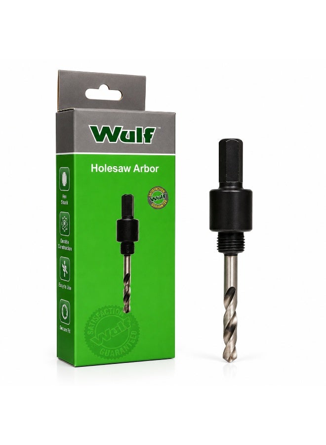 WULF Holesaw Arbor with Hex Shank & Pilot Drill Bit, Heavy Duty Hole Saw Mandrel Adapter for Wood, Metal, Plastic & Professional Drilling Applications - Image 1