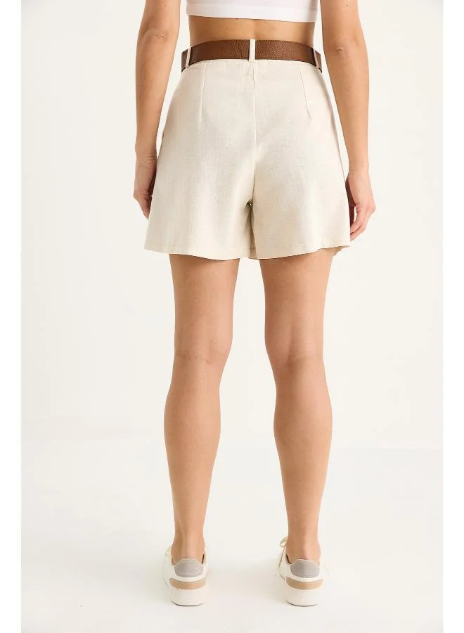 جينجر شورتات عالية الخصر من مزيج القطن