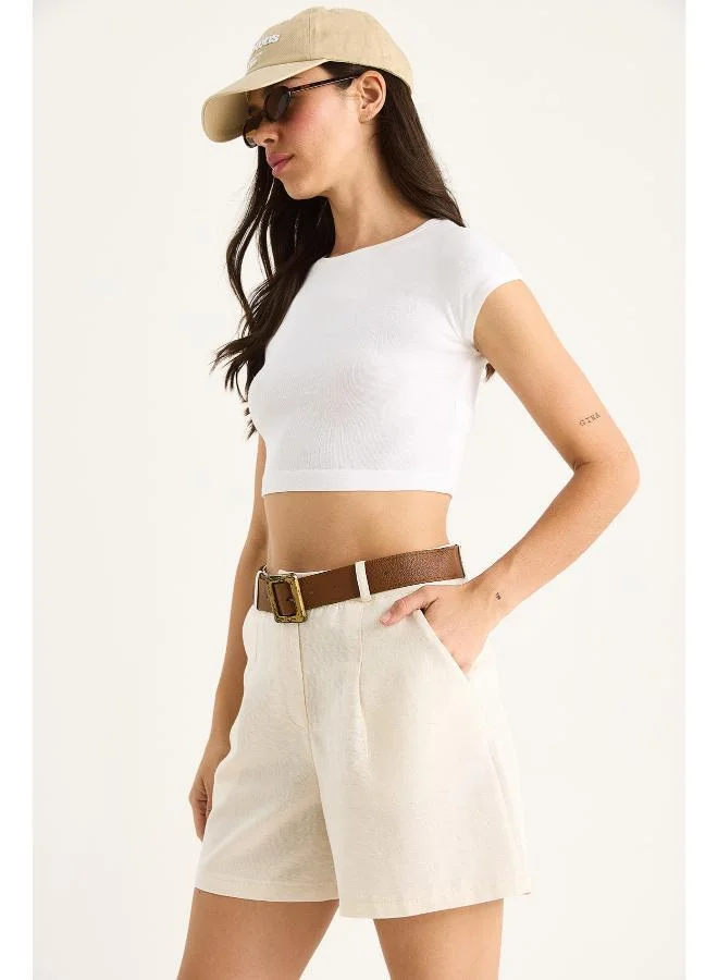 Ginger  Cotton Blend High Rise Shorts for Women | Best Price UAE