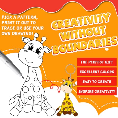 OFNMY 225PCS Printable Shrinky Dink Sheets Keychains Kit with 25 Printable Shrink Plastic Sheets and 200 Accessories for Inkjet Printer Kids DIY Crafts and Mothers Day Gifts Ornament 8.3x5.8in/21x14.8cm - Image 5