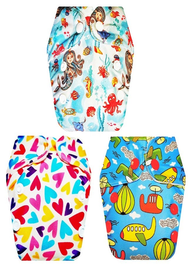 حفاضات قماشية فاخرة من دمبلدو للأطفال حديثي الولادة مع حشوة داخلية (عبوة من 3 قطع) | مضادة للحساسية | تسمح بمرور الهواء | مناسبة للسفر | تغيير حفاضات بدون قلق | من 0 إلى 4 أشهر | للجنسين - Image 1