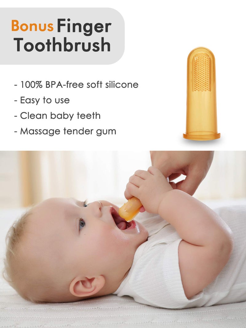 جيفتي Baby Teething Mitten Panda Teether Mitt Chewing Glove Infant Toy Teething Glove Baby Chew Mitt with Finger Toothbrush BPA-Free for Baby Boys Girls - 1 Pair + 1 Toothbrush - Image 5