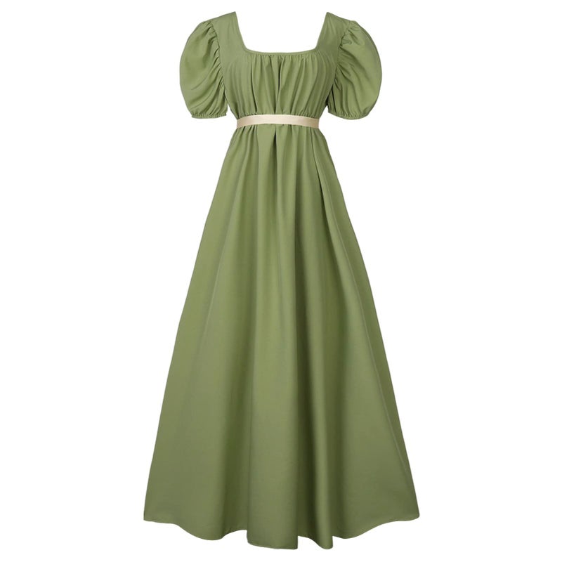 HEQU Regency Dresses for Women with Satin Sash Ruffle Empire Waist Dress Gown (2XL, Oliver) - Image 1