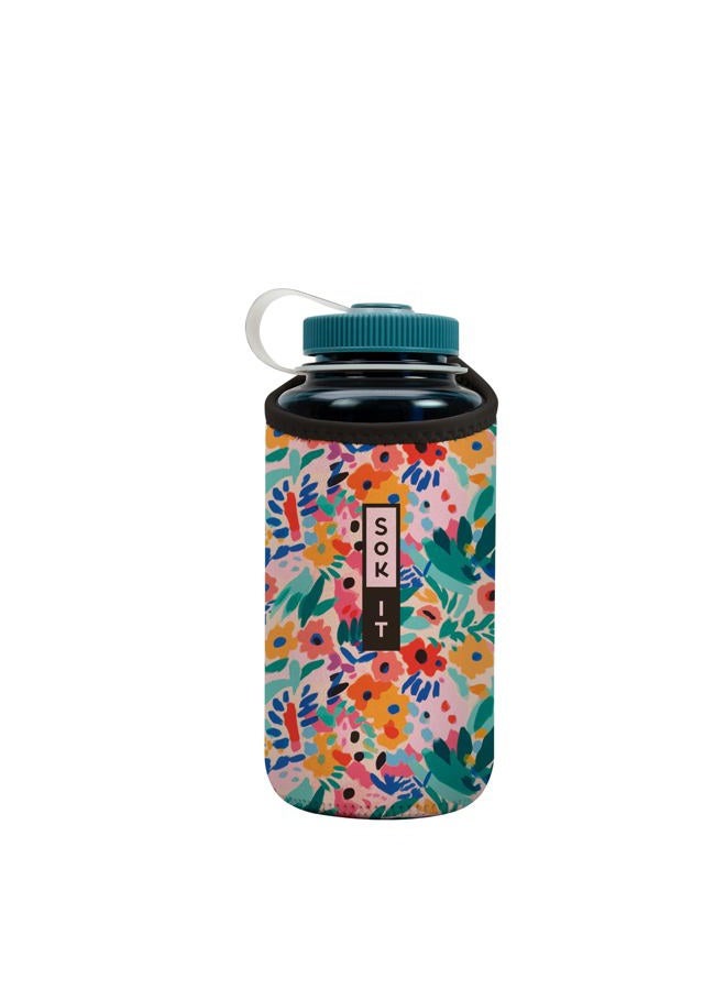 BotlSok Water Bottle Sleeve Insulated Neoprene Cover (Abstract Floral, Fits 32oz Nalgene)
