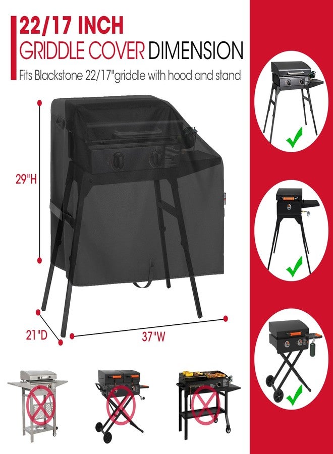 Unicook Griddle Cover for Blackstone 22 Inch 17 Inch Griddle with Hood and Stand, Heavy Duty Waterproof BBQ Grill Cover for Outdoor Grill, Flat Top Grill Cover with Sealed Seam (Cover Only) - Image 2