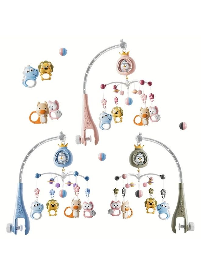Pink Rotating Music Toy For Kids Interactive Penguin Wind Chime With Animal Pendants - Image 3