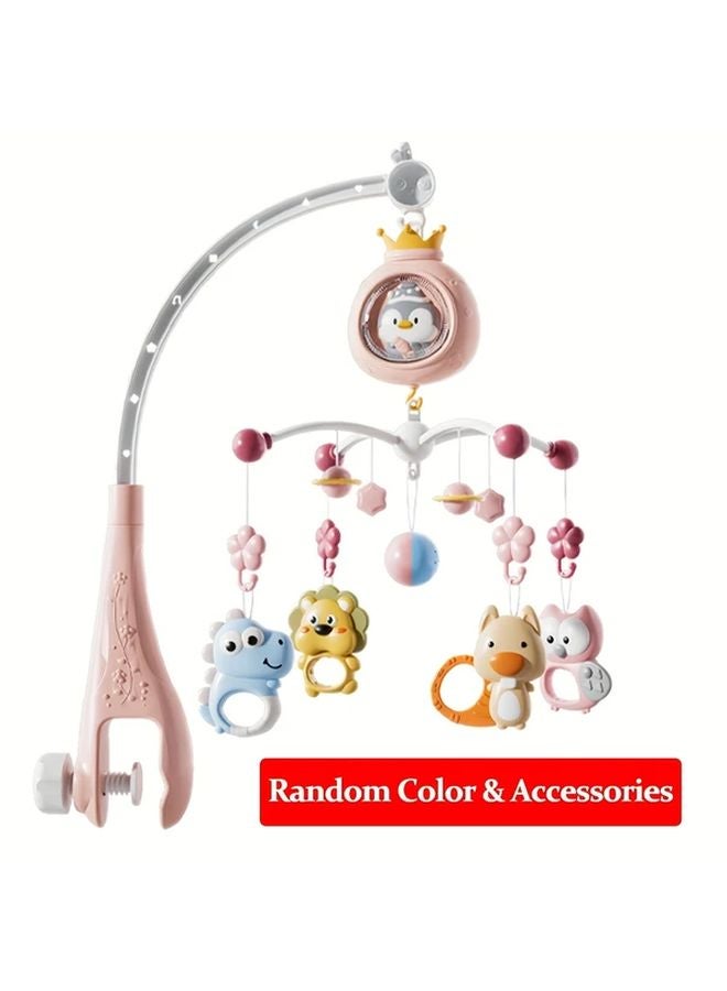 Pink Rotating Music Toy For Kids Interactive Penguin Wind Chime With Animal Pendants - Image 1