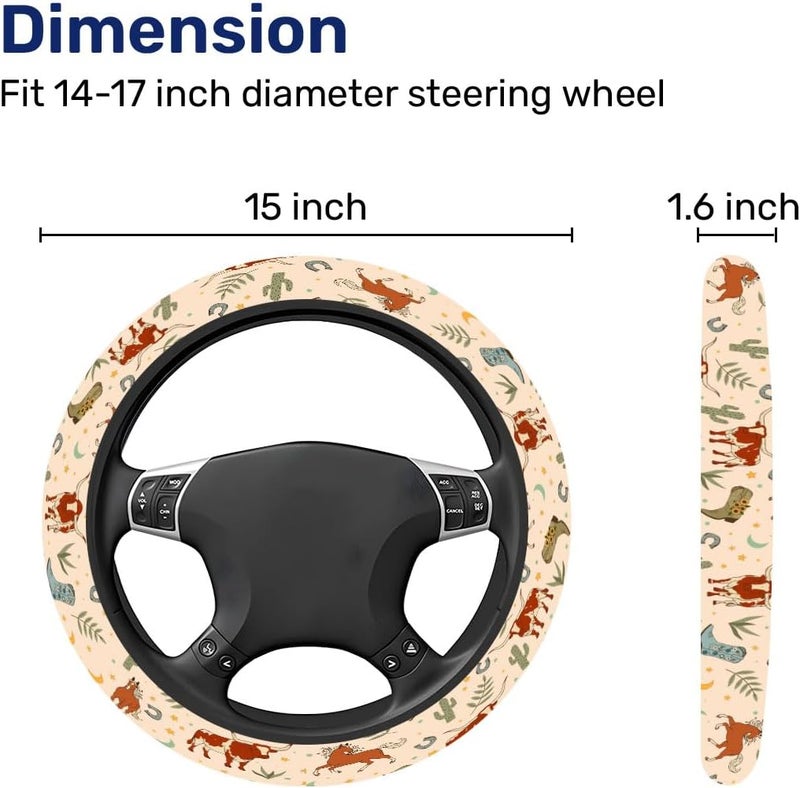 GENANY Cowgirl Steering Wheel Cover, Non-Slip Neoprene Wheel Grip, Breathable Driver Wheel Protector, Sweat-Absorbing Car Accessories, Gifts, Decor - Image 2