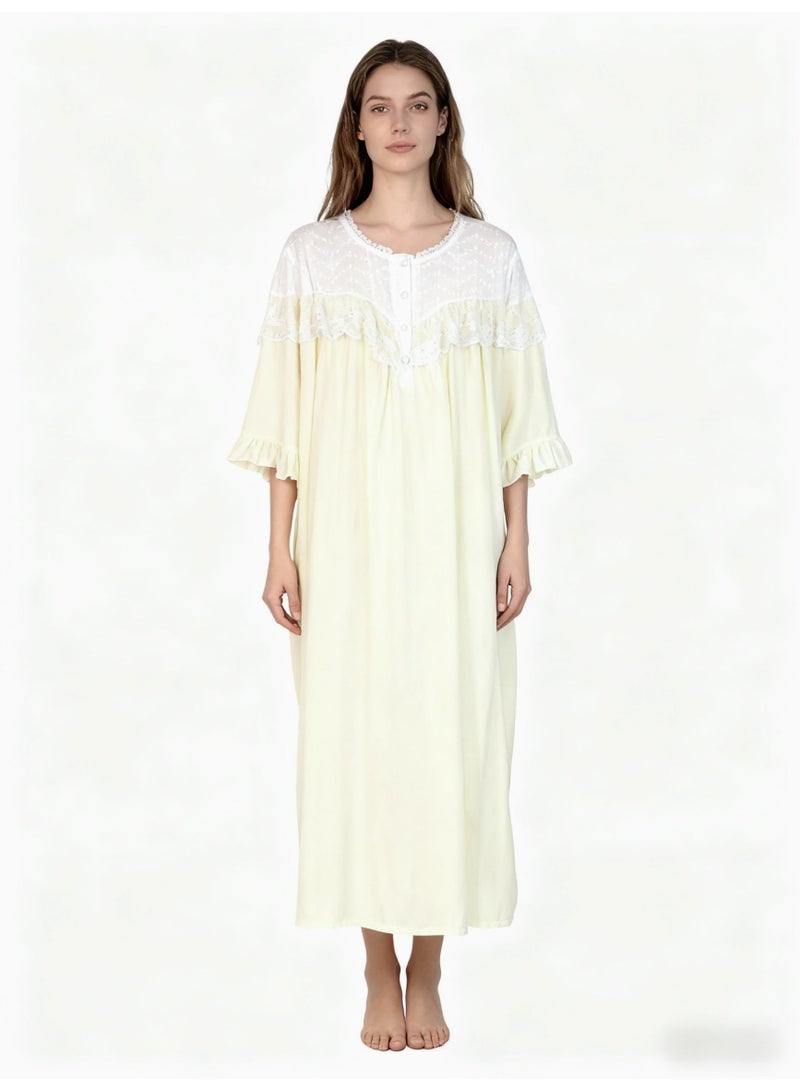 Orchid Women Lace Long-Sleeved Sleepshirt-Princess Style Home Wear - Image 1