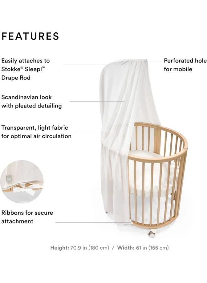 STOKKE Sleepi Canopy V3 Create A Cozy, Calm Environment For Babyeasy To Assemble Lightweight Fabric Compatible With Sleepi Baby Bed And Mini White