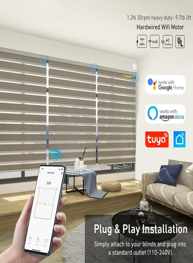 Rollerhouse AM25MEL Smart WiFi Blinds Motor for 1.5''/38mm Tubes - Tuya App Control, Alexa/Google Home, No Hub Needed - Works with Zebra/Roman/Roller Shades - 110-240V AC Plug-in, Ultra Quiet (30dB) - Image 4