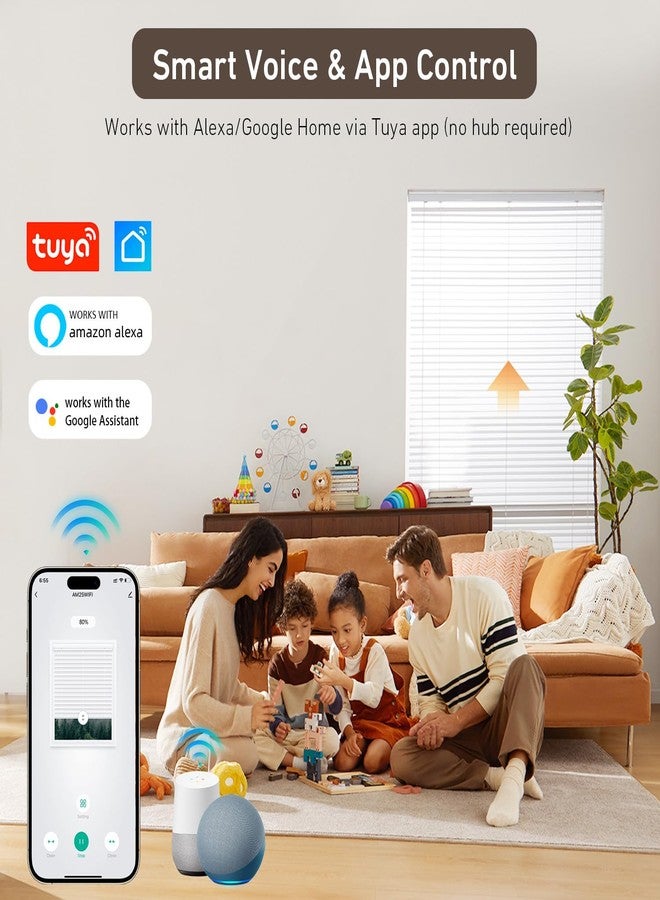 Rollerhouse AM25MEL Smart WiFi Blinds Motor for 1.5''/38mm Tubes - Tuya App Control, Alexa/Google Home, No Hub Needed - Works with Zebra/Roman/Roller Shades - 110-240V AC Plug-in, Ultra Quiet (30dB) - Image 2