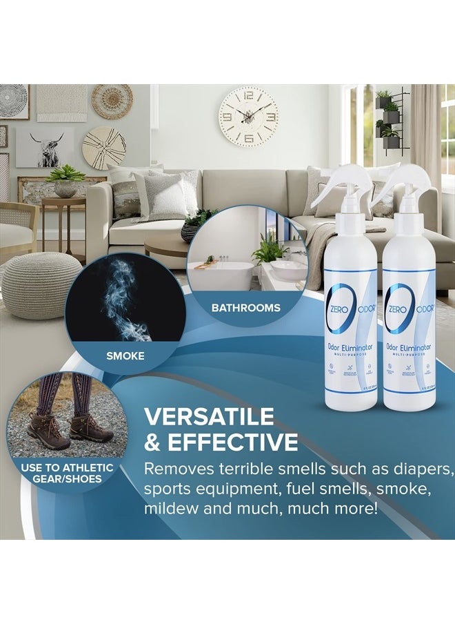 Zero Odor - Multi-Purpose Strong Odor Eliminator for Home, Office, Car, Bathroom, Hotel, Room Deodorizer, and Odor Neutralizer, 8oz Two Pack - Image 1