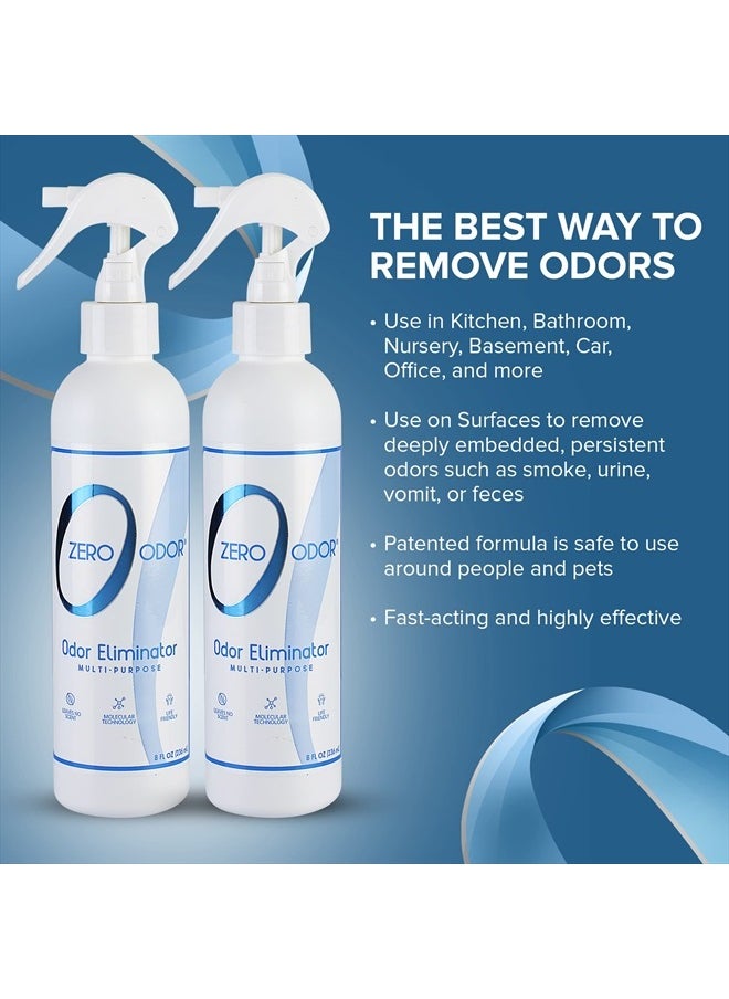 Zero Odor - Multi-Purpose Strong Odor Eliminator for Home, Office, Car, Bathroom, Hotel, Room Deodorizer, and Odor Neutralizer, 8oz Two Pack - Image 1