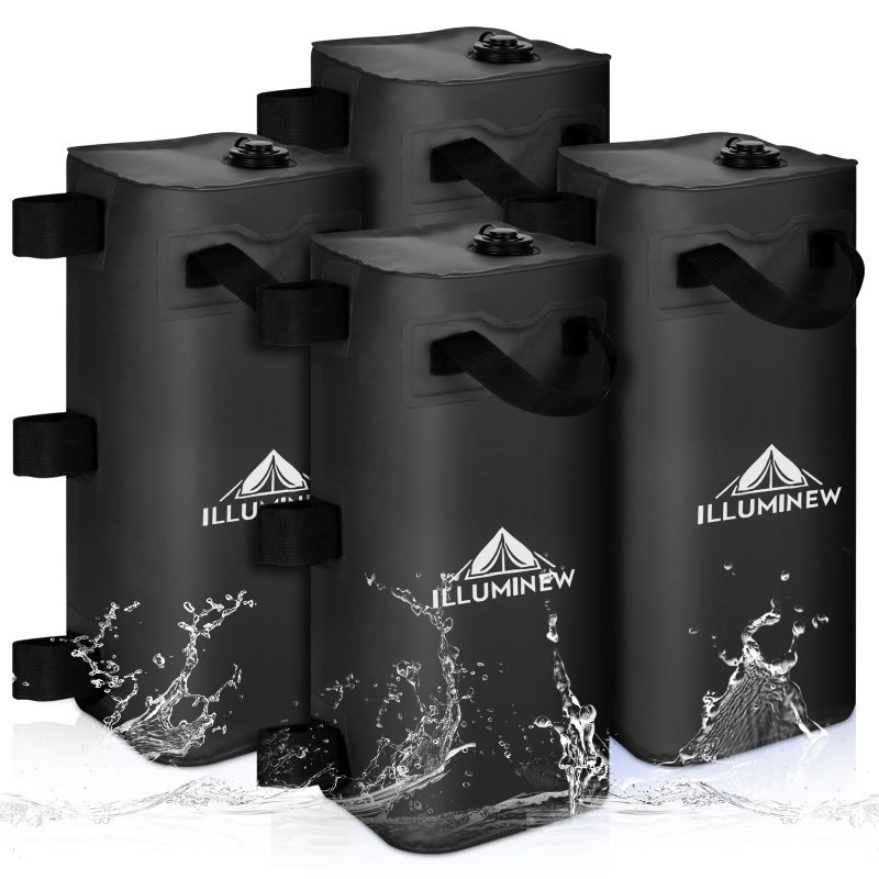ILLUMINEW 4 Pack Canopy Water Weight Bag, 220 LBS Water Tent Weights Set of 4 Leg Weights for Gazebo, Pop Up Canopy, Canopies, Tent (Black 25L) - Image 1