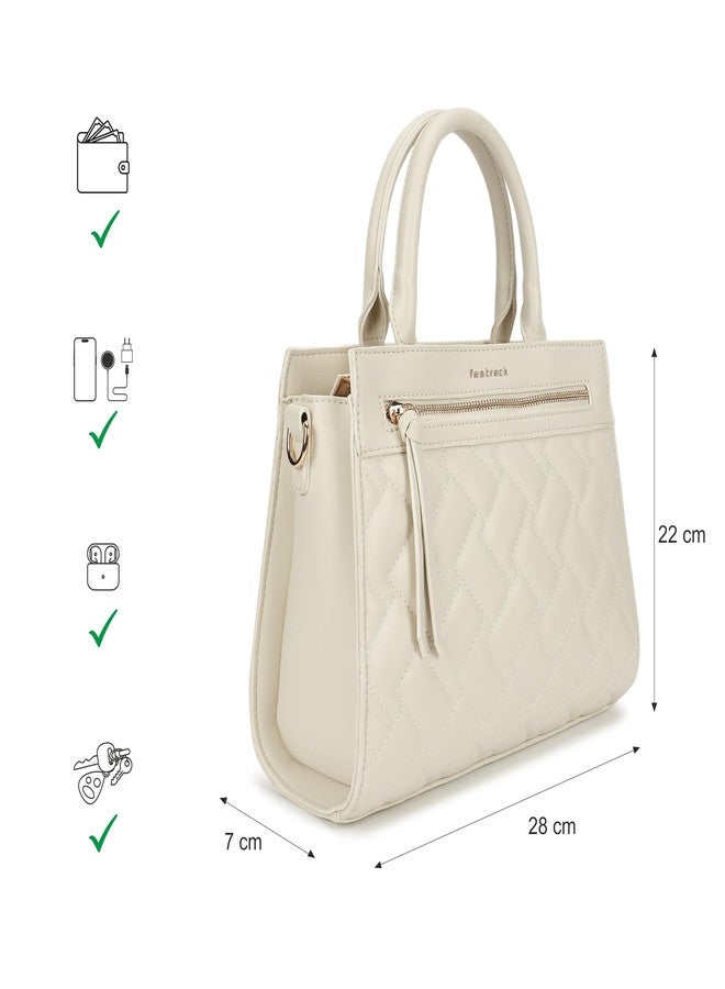 Fastrack Metroweave Satchel | Women’s Faux-Leather Satchel| Quilted Design, Gold Hardware & Dual Carry Options - Image 4