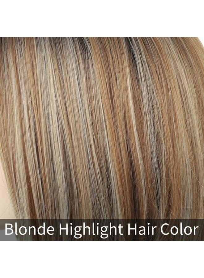 RENERSHOW Short Ombre Blonde Bob Wigs For Women 12 Inch Cute Straight Bob Wigs For Girls Mixed Blonde Highlight Synthetic Wig Pixie Cut Hair Replacement Wigs - Image 3