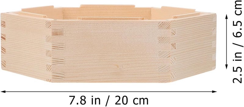 Hexagonal Steamer 7-inch (178x178x60mm) Wooden Food Basket for Dumplings Dim Sum Vegetable Steaming Traditional Kitchen Cookware - Image 2