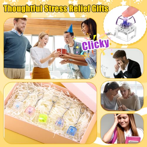 Nosiny 24 Pcs Keyboard Fidget Toys Keyboard Fidget Keychains for Adults Finger Stress Relief Keycap for Decompression GiftsTranslucent 5 Colors - Image 5