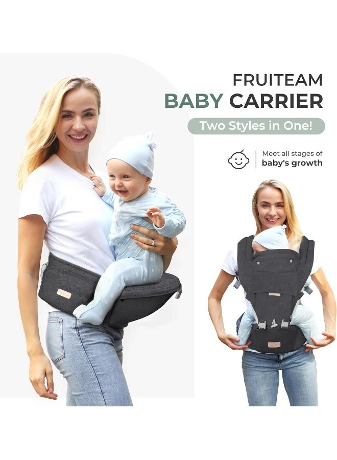 FRUITEAM Baby Carrier, 6-in-1 Baby Carrier with Waist Stool, One Size Fits All - Adapt to Newborn, Baby Hip Carrier for Breastfeeding, Infant & Toddler - Image 5